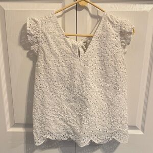 Elegant White Eyelet Women's Top